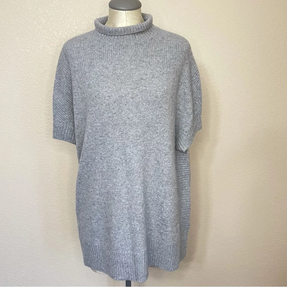 Isaac Mizrahi Gray Cashmere Mock Neck Sweater Poncho XS/S NWOT